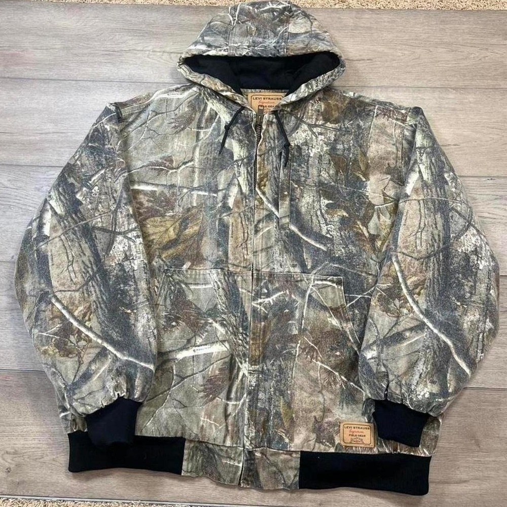 Levi Strauss Signature Field Gear Jacket Mens XL Realtree Camo Hooded Canvas